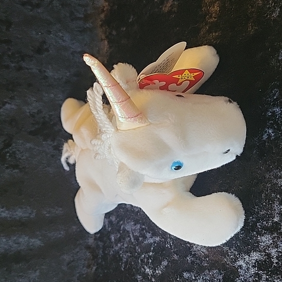 TY 1994 Mystic the Unicorn (iridescent horn with coarse mane) beanie baby
